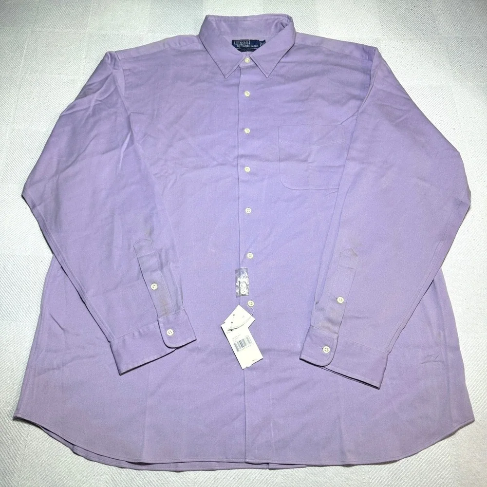 NEW Polo Ralph Lauren Button Shirt Mens 2XL Marlowe Silk Cotton‎ Lavender Purple